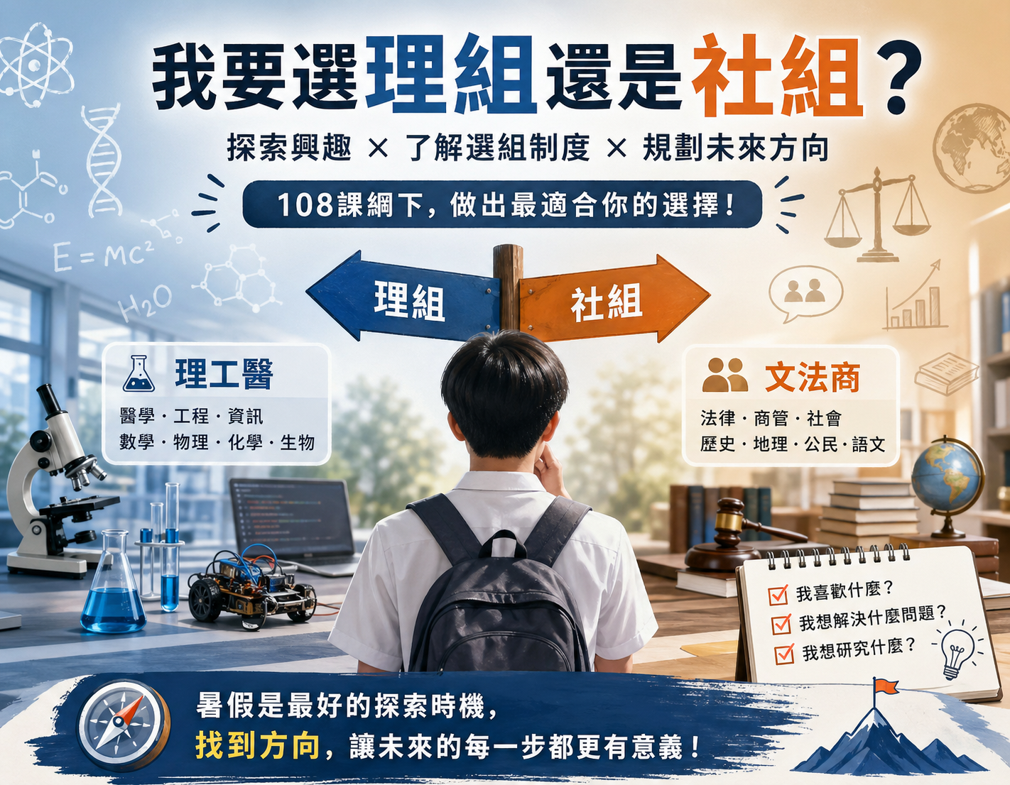 2026高中選組指南:理組、社組、自然組怎麼選?108課綱下的科系地圖(Image)